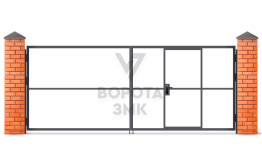 Распашные ворота с калиткой каркас 1750×2750 ЗМК-4994