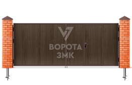 Распашные деревянные ворота с калиткой 2500×1750 ЗМК-5259